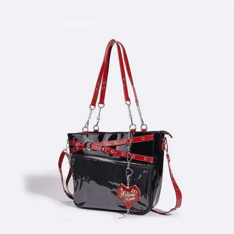 Y2k Aesthetic Underarm Ita Streetwear Girl Transparent Shoulder Heart Shape Chic Chain Handbag DIY Display Crossbody Bag