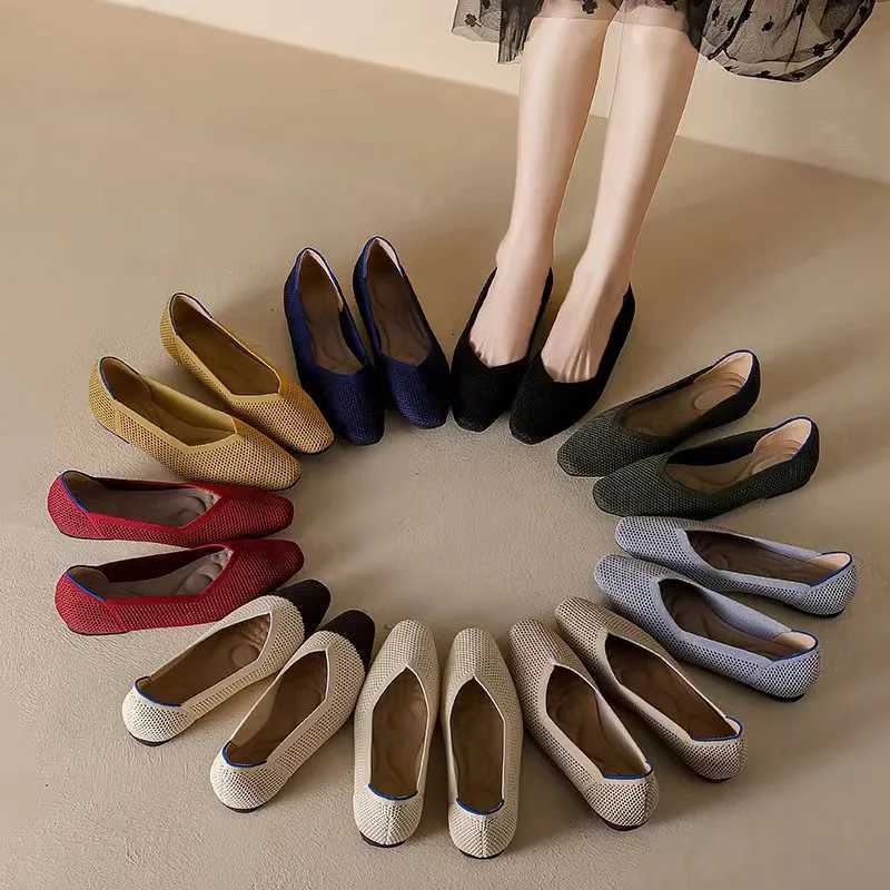 2025 new elastic women shoes flat shoes square casual fi breathable non-slip rubber soles comfortable shoes spring and autumn XJ250712