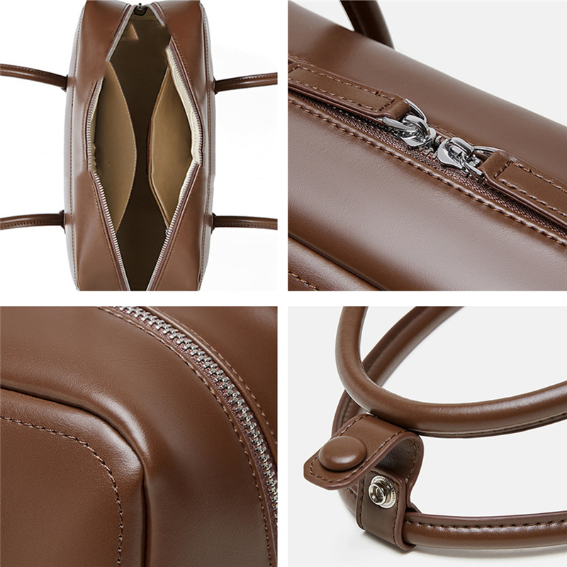 Toptrends Cowhide Genuine Leather Underarm Shoulder Bags For Women New 2025 Luxury Designer Satchel Tote Bowling Ladies Handbags