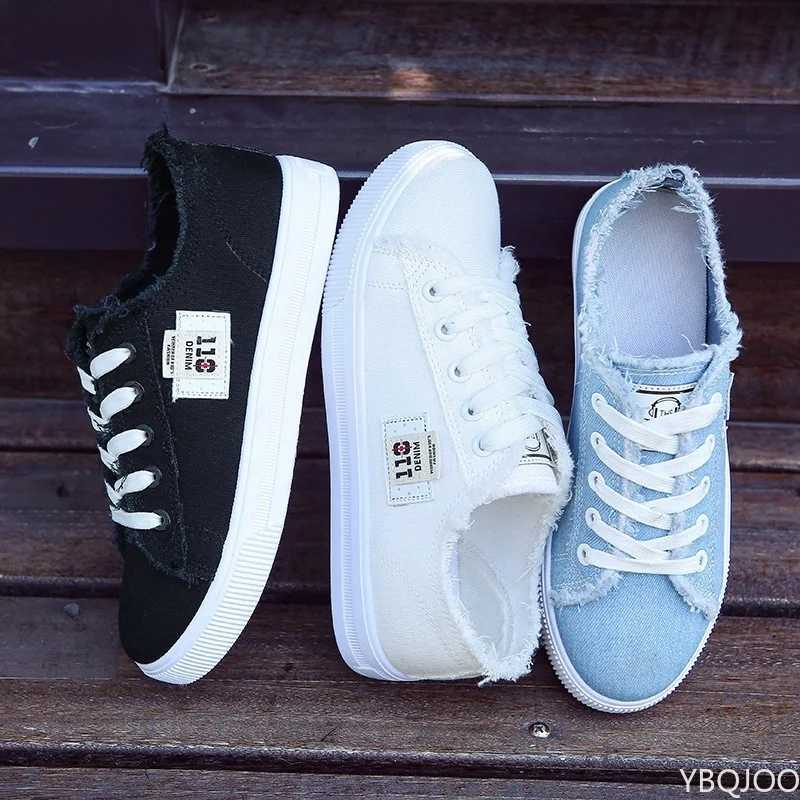 2022 Trendy Korean Version Lace-up Womens Casual Flats Canvas Shoes for Spring/Autumn Solid White Shoes XJ250712