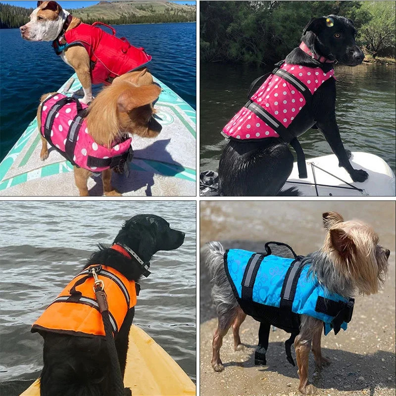 Enhanced Buoyancy Pet Lifejackets Summer Dog Life Jacket Reflective Adjustable Large Dogs Swimwear Safety Vest Surfing Sailboat 250716