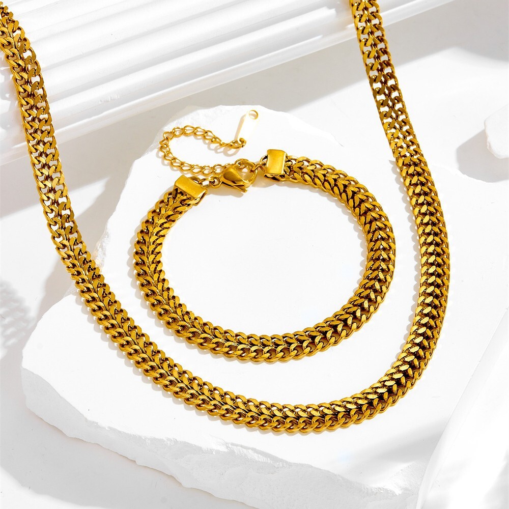 Luxury Jewelry Designer Jewelry European And American Heavy Industry Hip-hop Metal Punk Thick Chain Mesh Titanium Steel Collarbone Chain Fashion Stree
