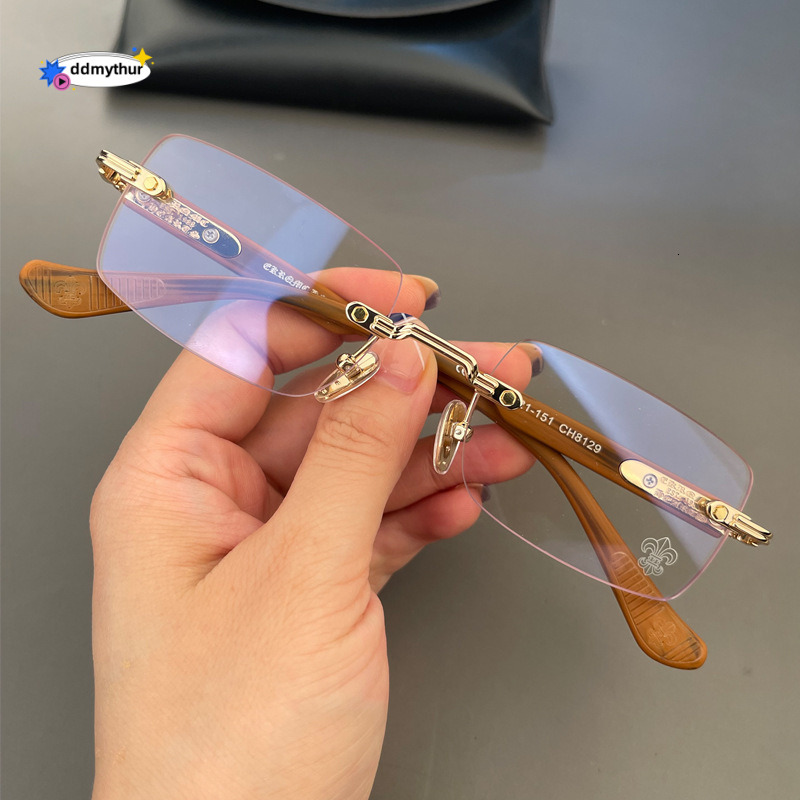 Kroxing Eyeglass Frame New Frameless Perforated Personality Unisex Ultra-light Myopia Non-prescription Glasses Simple and Elegant ddmythur