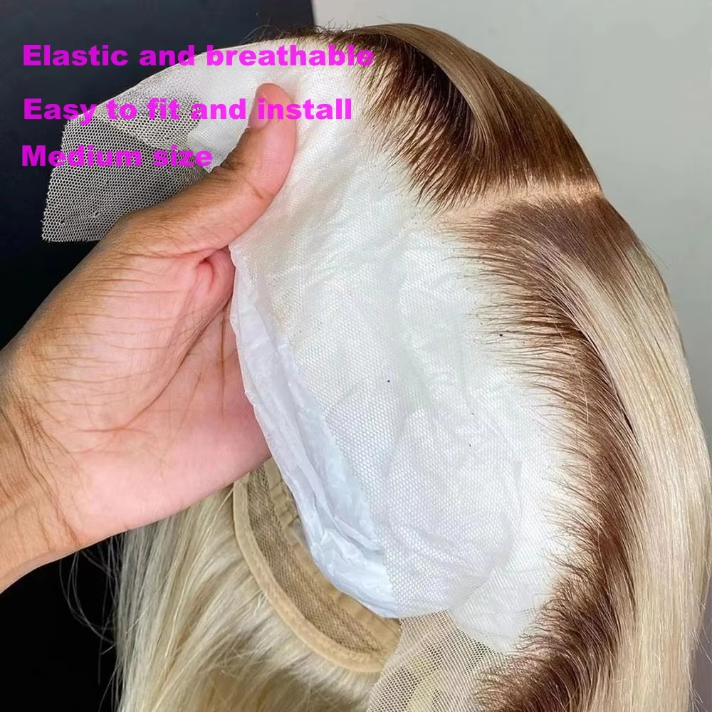 Ombre Blonde Wig Straight Short Bob HD Lace Frontal Wig 13x4 Transparent Lace Front Wig Closure Wig For Women Synthetic Wig