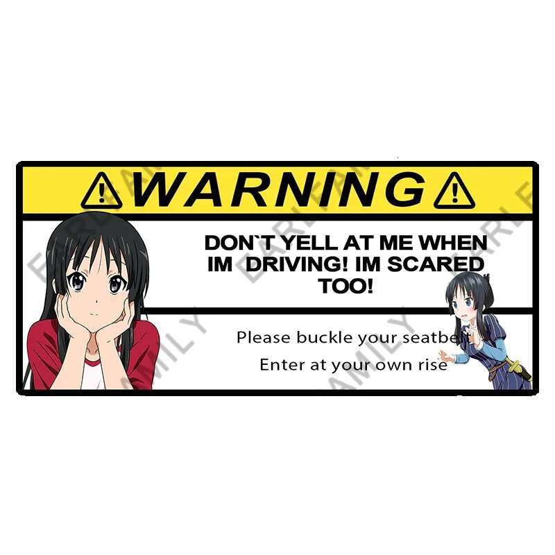 EARLFAMILY 13cm x 5.9cm for K-ON Dangerous Driving Warning Anime Car Stickers Funny Caravan Decal Motorcycle Light Barrier Decor