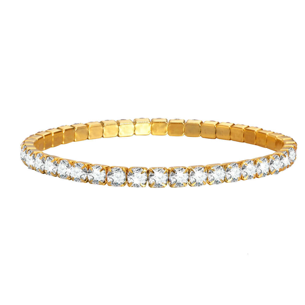 New Luxury Jewelry Designer Bracelet Full Diamond Titanium Steel Zircon Tennis Bracelet Men Women High End Elastic Tennis Chain Single Row Daily Stack