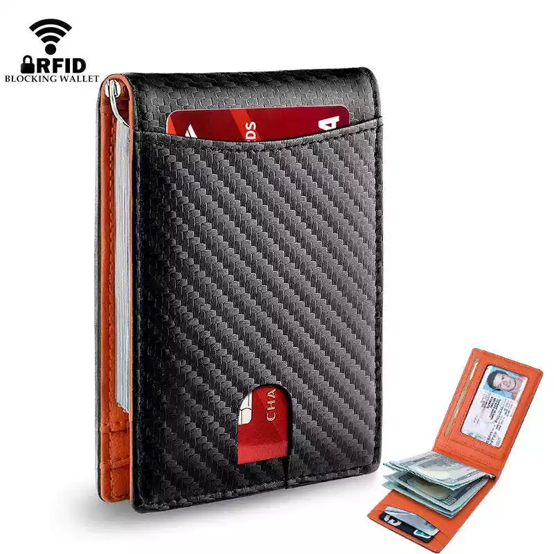 Synthetic Leather Slim Minimalist RFID Blocking Smart Wallet for Men Credit Card Holder Money Clip Thin Bifold Wallet Cash Pouch