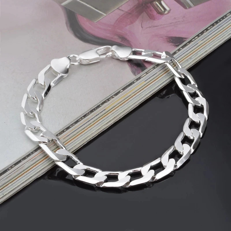 925 Sterling silver Bracelet Sideways Silver Bracelet 6MM8MM10MM Bracelet Men Women Jewelry 250708