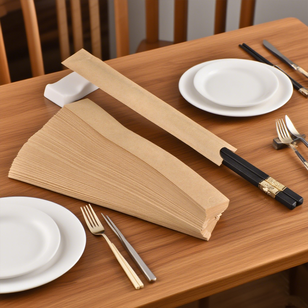 Eco-Friendly Natural Kraft Paper Chopstick sleeves - Perfect for Restaurants and Homes