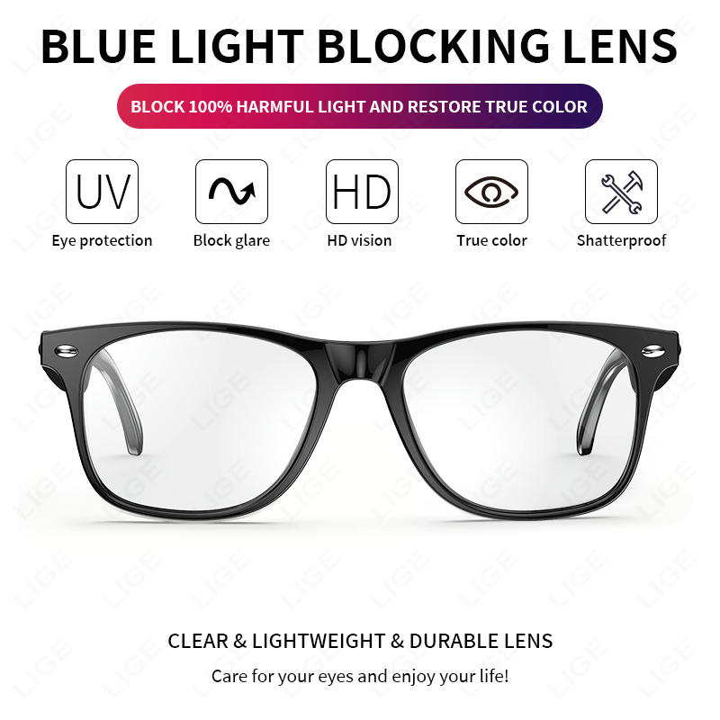 LIGE Smart glasses Wireless call touch key music control translation glasses IP67 waterproof and blue light-proof outdoor sports sunglasses Audio head