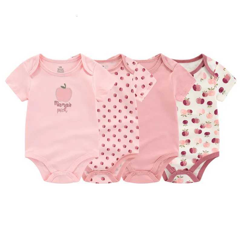 4pcs Fashion Short Sleeve Baby Boy Girl Bodysuit 100% Cotton Newborn Boy Girl Clothes XJ250712