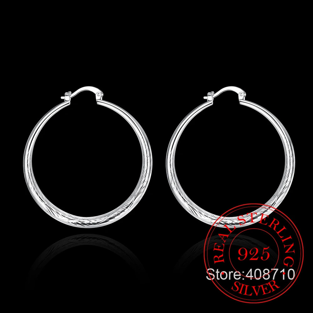 925 Sterling Silver Hip Hop Round Earrings for Women Large Circle 4.0cm Piercing Hoop Earring Dropship Suppliers 250708