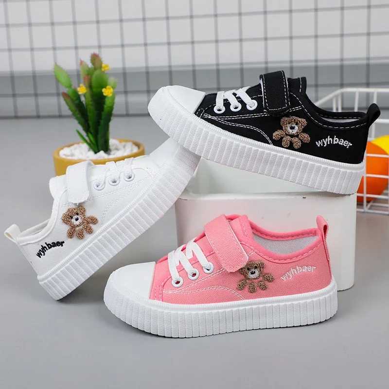Childrens Canvas Shoes Spring Autumn White Embroidery Boys and Girls Single Shoes Pink Soft Non-slip Kids Casual Shoes XJ250712
