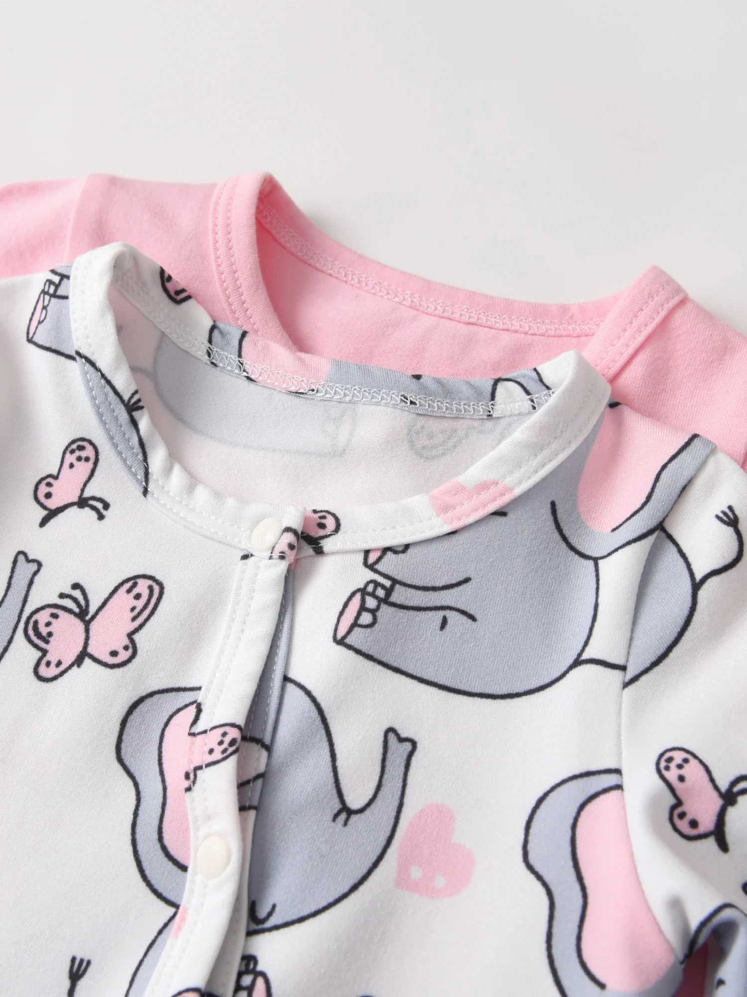 2Pack/lot Newborn Infant Baby Girl Footed Romper Jumpsuit Clothes Cute Printed Toddler One-Piece Climbing Clothing XJ250712