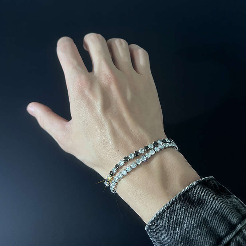 New Luxury Jewelry Designer Bracelet Full Diamond Titanium Steel Zircon Tennis Bracelet Men Women High End Elastic Tennis Chain Single Row Daily Stack