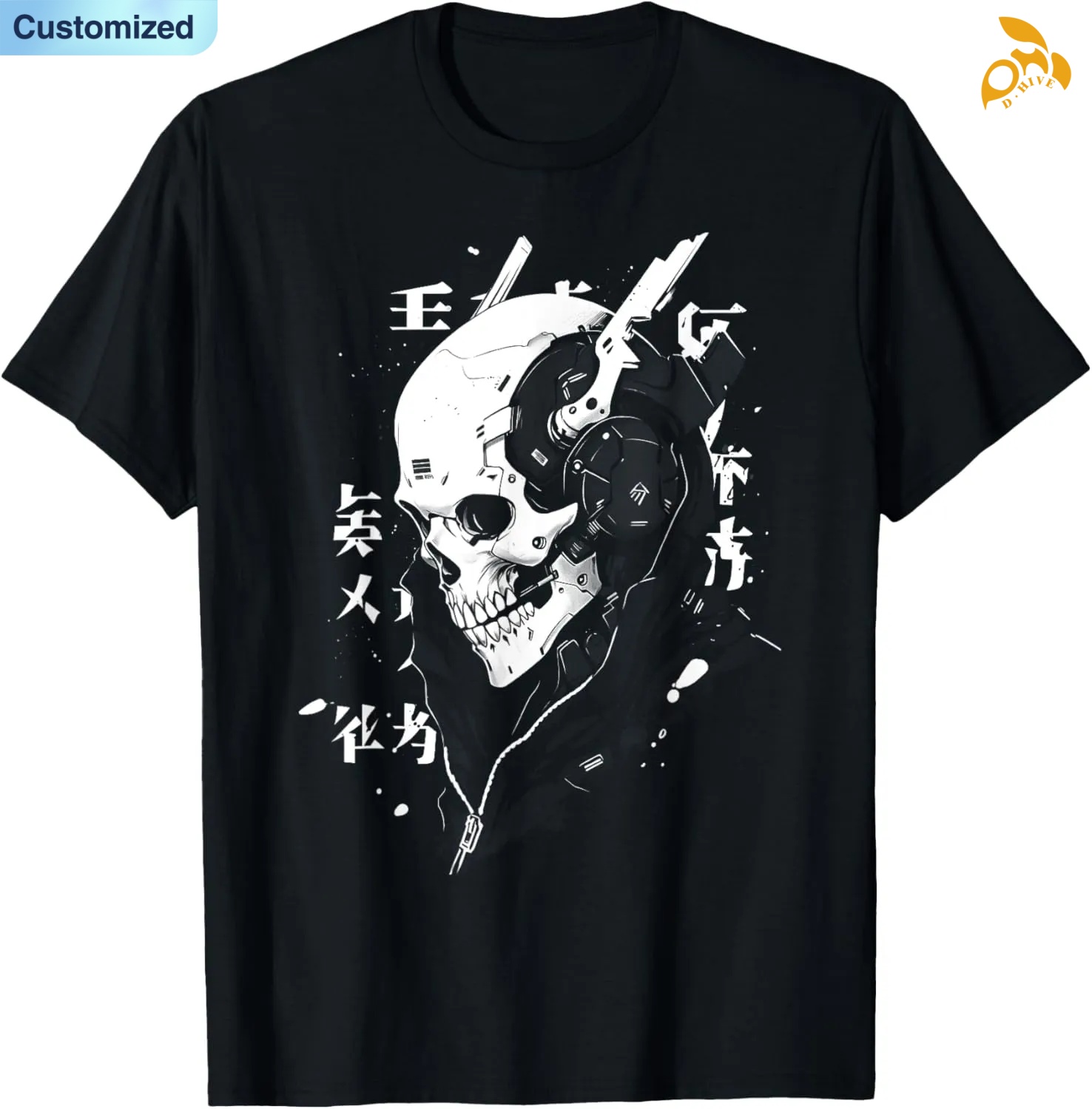 Free shipping for Men's T-Shirt Anime Manga Skull Cyberpunk Aesthetic Techwear Harajuku T Shirt high quality many code number options