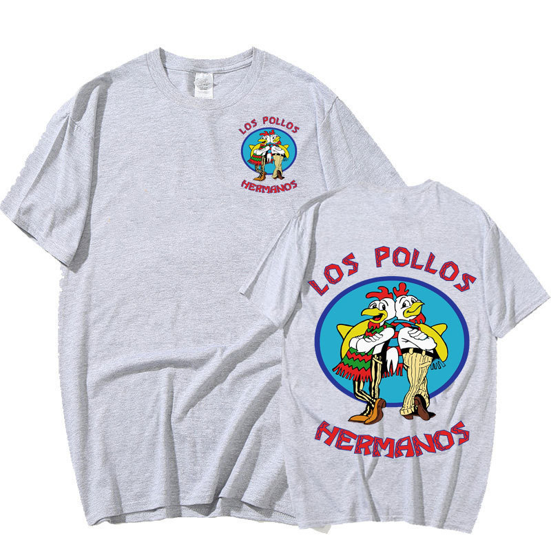 TV Series Los Pollos Hermanos Double Sided Print T shirts Funny Chicken Brothers Men's T-shirt Streetwear