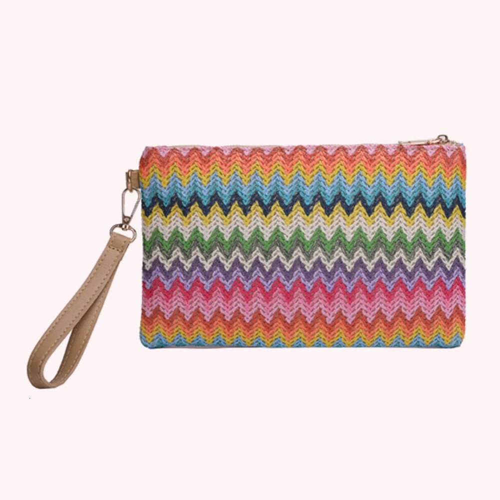 Women Envelope Bag Colourful Handwoven Beach Clutch Vintage for Shopping 250703