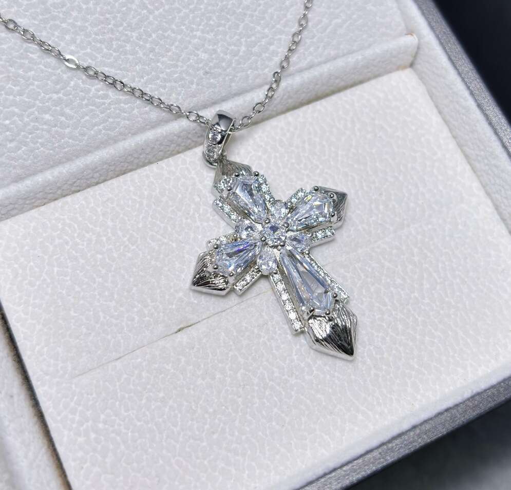 Luxury jewelry designer necklace with Italian brushed craftsmanship cross two tone gold silver pendant vintage Rupert's tears layered necklace hi