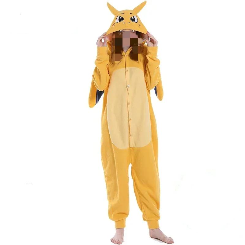 Adults Unisex Charizard Kigurumi Onesie Cosplay Anime Dragon Costume Halloween Fleece Kawaii Pijama Christmas Clothes
