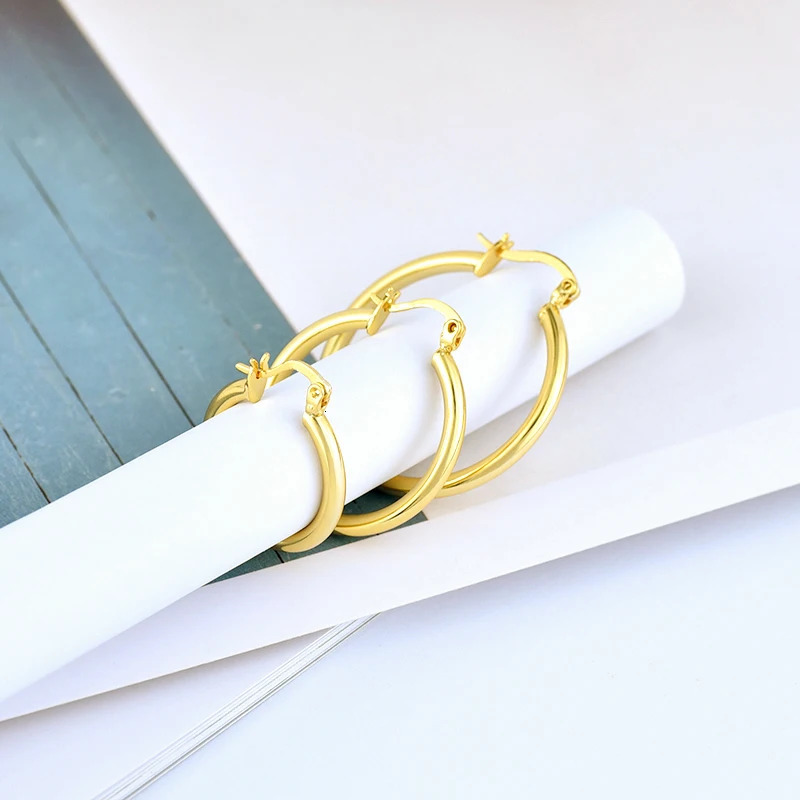 Exaggerate Big Smooth Hoop Earrings for Women 15mm20mm 25mm 925 Silver Needle Round Circle Earrings Simple Party Jewelry Brincos 250708