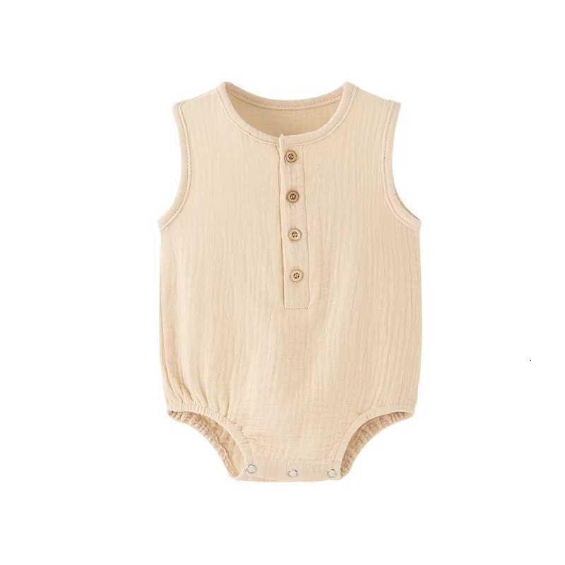 Summer Solid Newborn Baby 100% Cotton Linen Bodysuits Boy Girl Sleeveless Romper Jumpsuit Soft Skin-Friendly Thin Comfy XJ250712