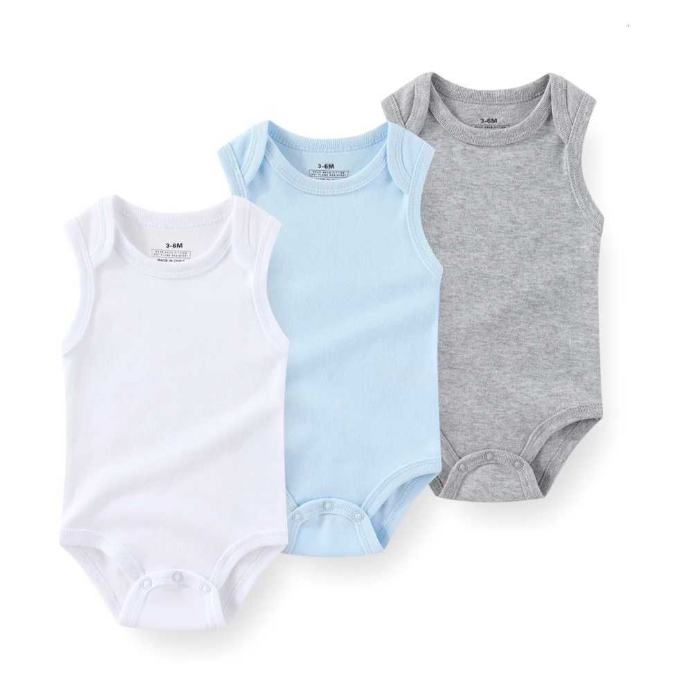 1/3 Pieces Solid Color Sleeveless Baby Unisex Bodysuits Cotton Newborn Boy Girl Summer Infant Clothes XJ250712