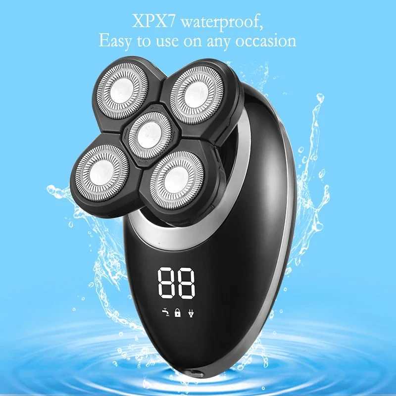100% Waterproof Electric Shaver Razor for Men Beard Hair Trimmer Rechargeable Bald Shaving Machine LCD Display Groing Kit G250712