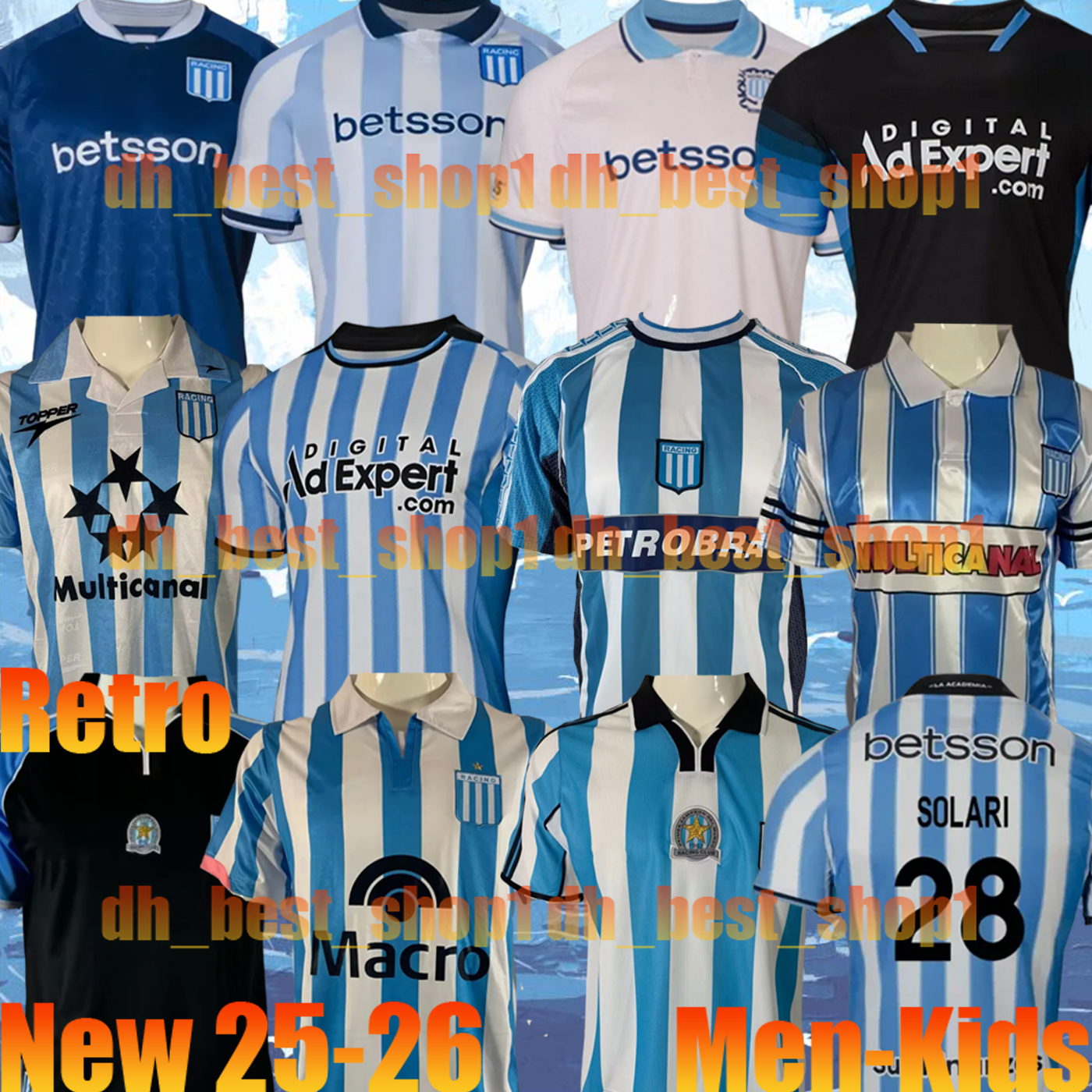 2025 2026 Racing Club de Avellaneda Soccer Jerseys 25 26 Home CARBONERO MARTINEZ SALAS ALMENDRA Retro 94 95 97 98 00 01 02 03 Football Shirts Men Uniforms kids kits socks