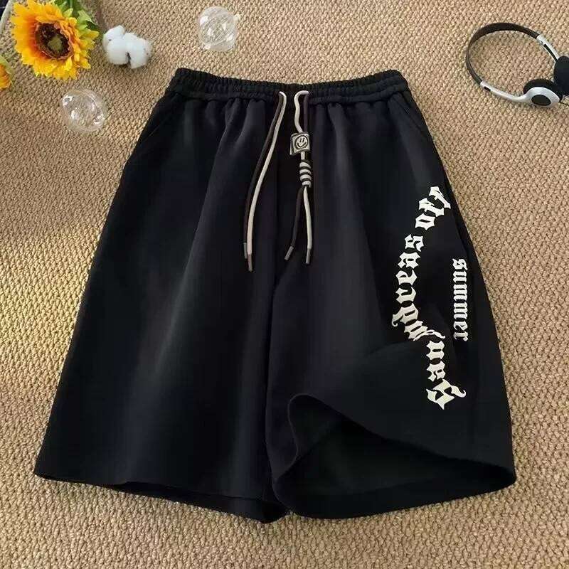 M-5XL Men Casual Short Pants Oversize Beach Retro Letters Print Sports shorts Five Points Shorts Men's Clothing shorts