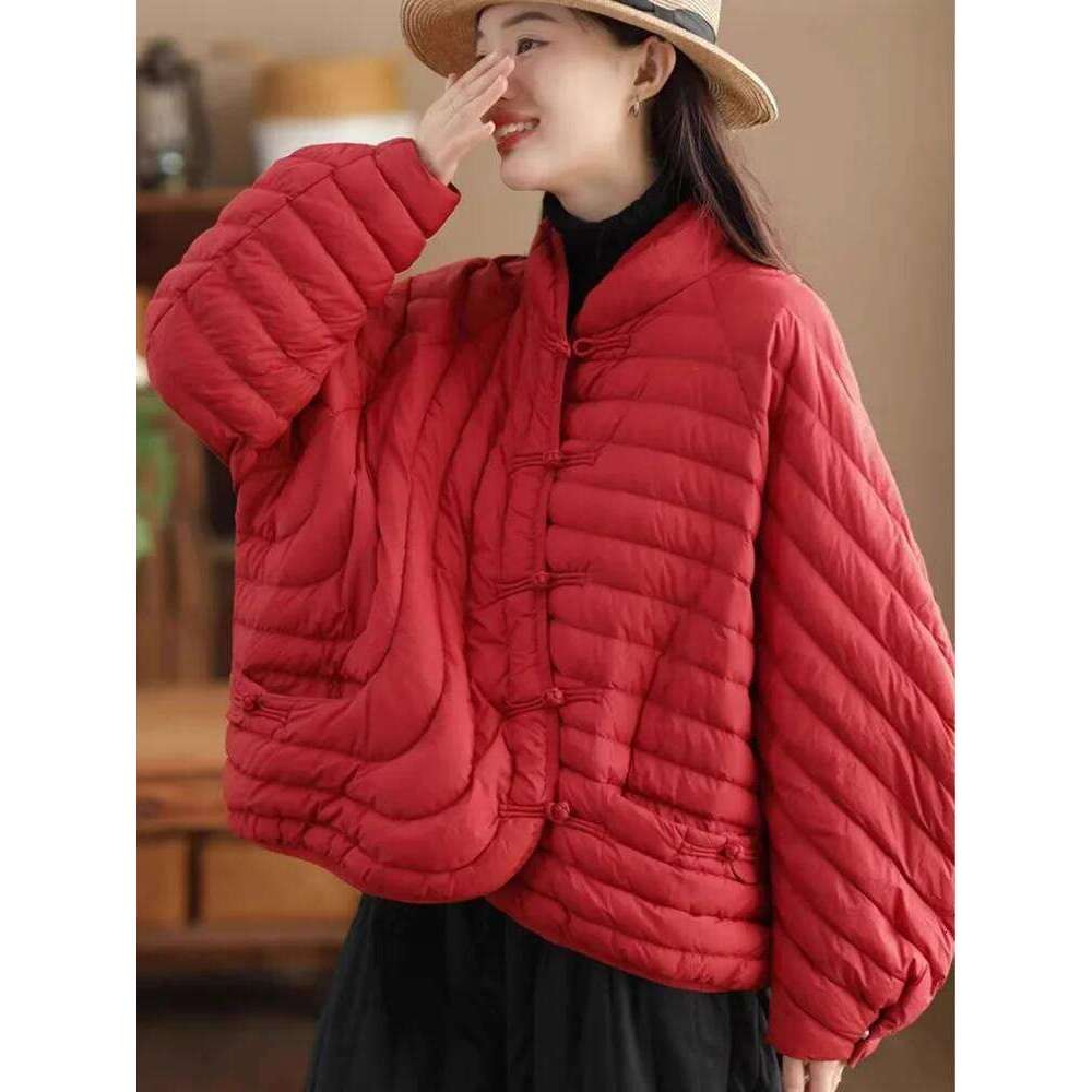 Janveny Women 90% Ultra Light White Duck Down Jacket Oversize Loose Causal Short Puffer Coat Autumn Winter Vintage Female Parkas