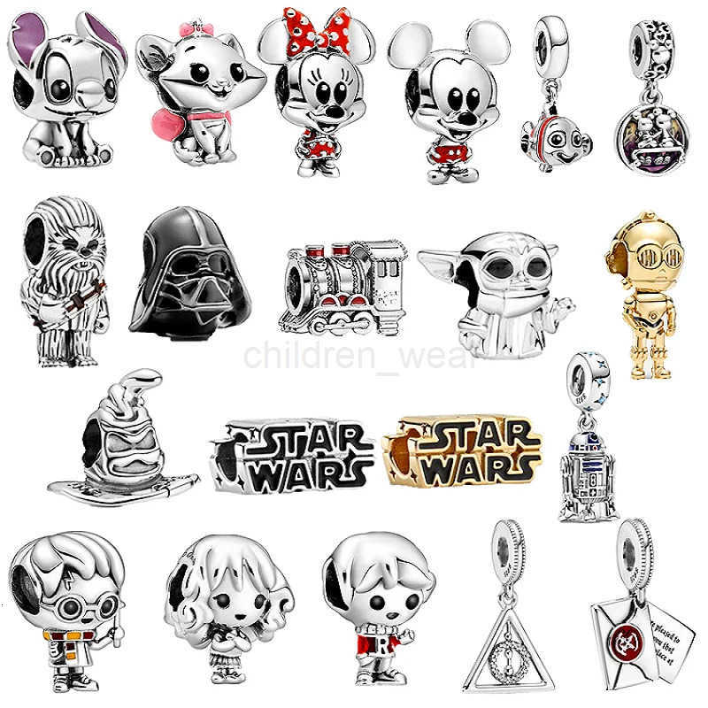 Disney 2023 New Disney Mickey Love Pendant Charms For Women Bead Charm Bracelet DIY Jewelry W20250712