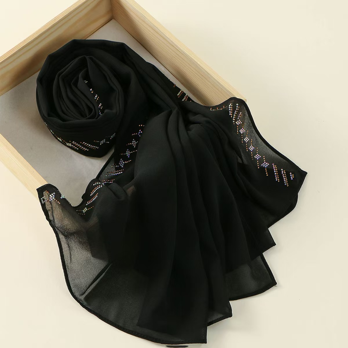 T1197 New Handmade Diamond Lace Chiffon Long Scarf All-match Fashion National Style Women's Baotou Shawl Scarf