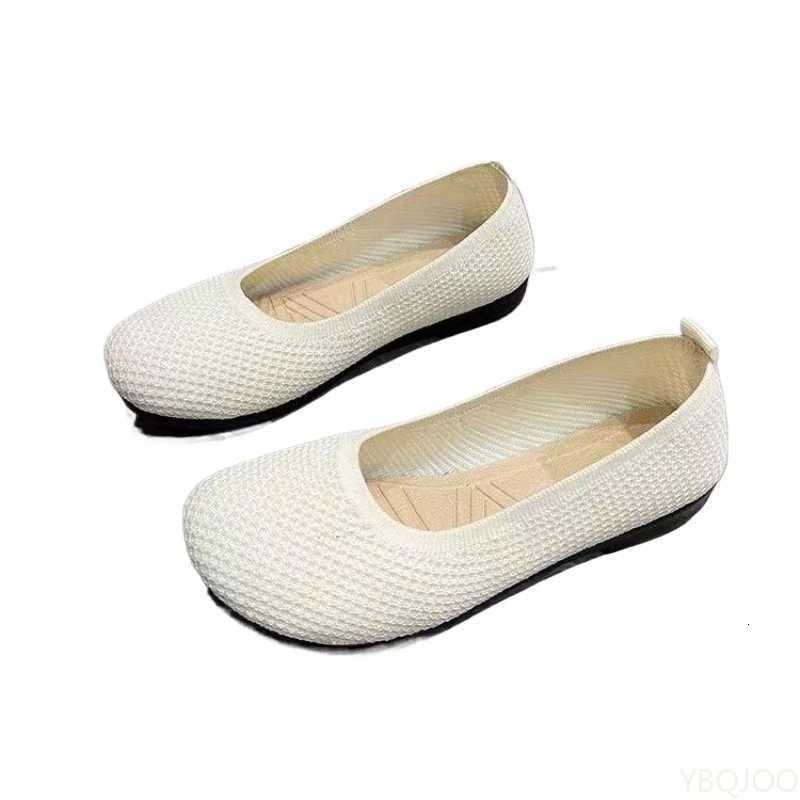 New Knitted Round Head Simple Solid Color Breathable Soft Bottom Outdoor Womens Shoes Suitable for Daily Commuting Leisure XJ250712