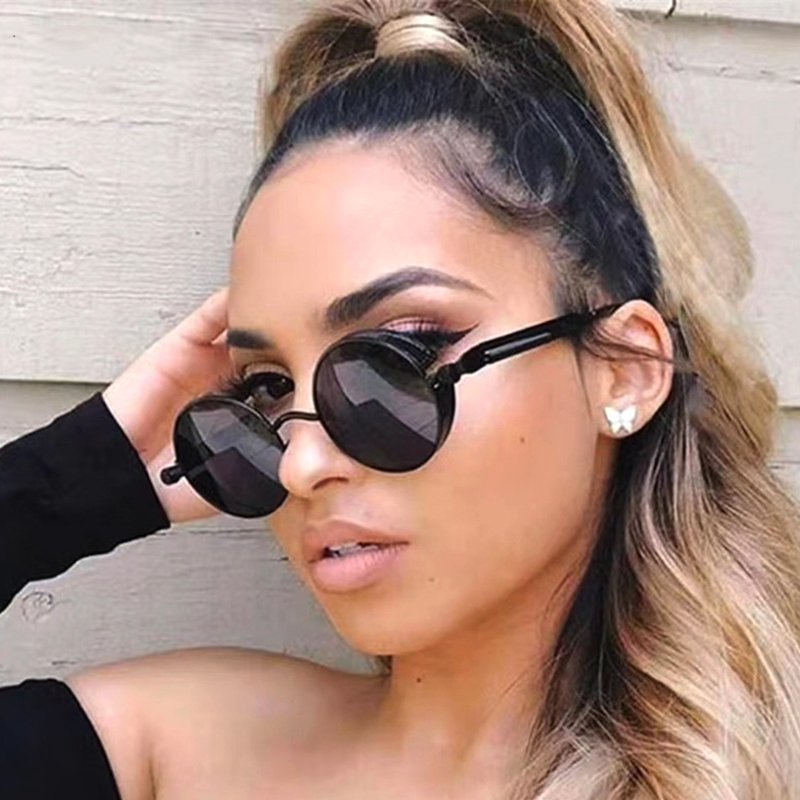 CB Steampunk Sunglasses Round Metal Men Women Fashion Round Glasses Brand Designer Vintage Sun Glasses High Quality Oculos de sol