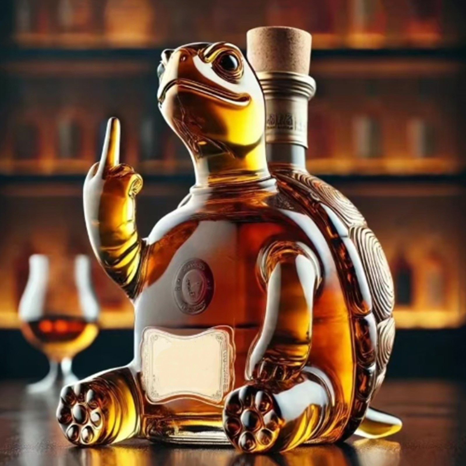 3D Middle Finger Turtle Whiskey Decanter Turtle Whiskey Wine Glass Bottle For Bar Office Home Decor Unique Wine Decanter