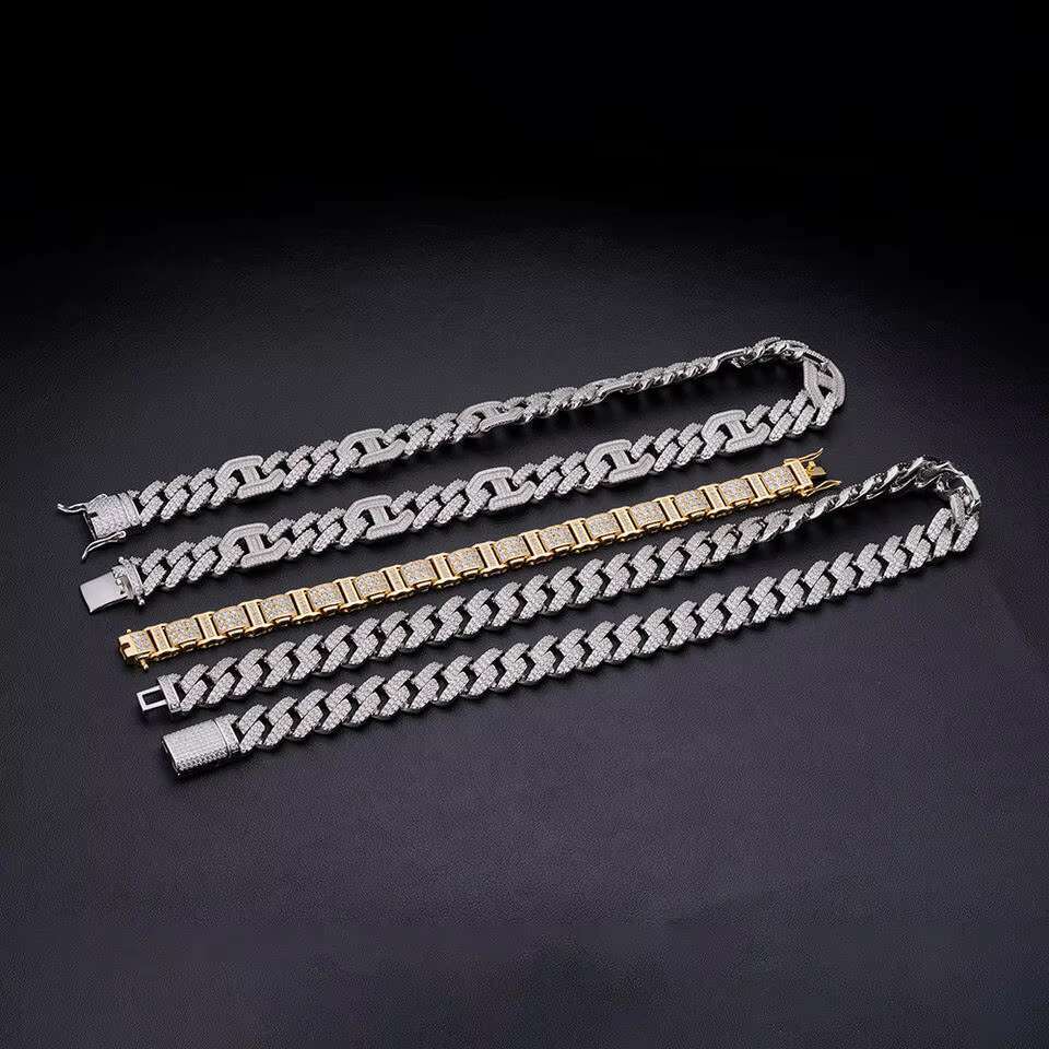 Trendsetting Unisex Glittering Cz Bezel Set Cuban Pendant Bracelet Exquisite Craftsmanship Available in White/Black/Rose Tone Finishes