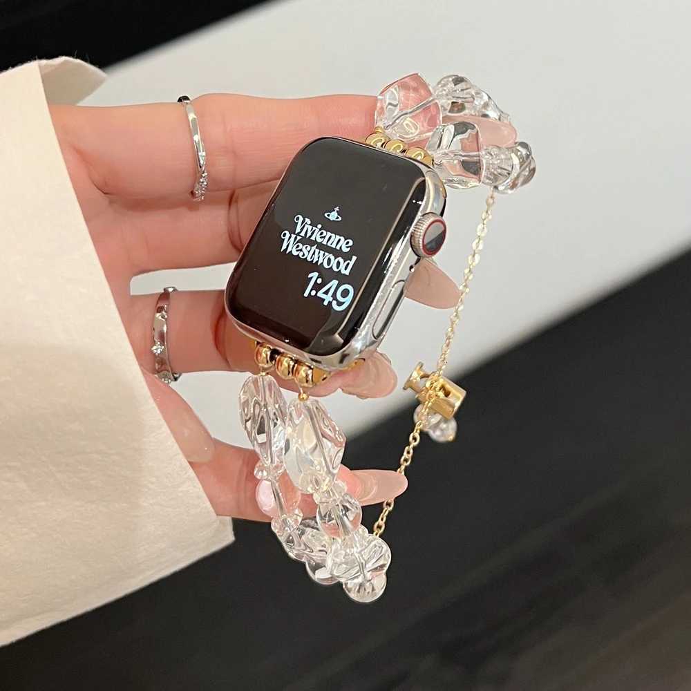 Band For ple tra Series 9 - 1 SE Bracelet Chain Hand Beading For Elegant Girl Gift 42/44/45/49mm And 38/40/41mm Str watchband Y250712