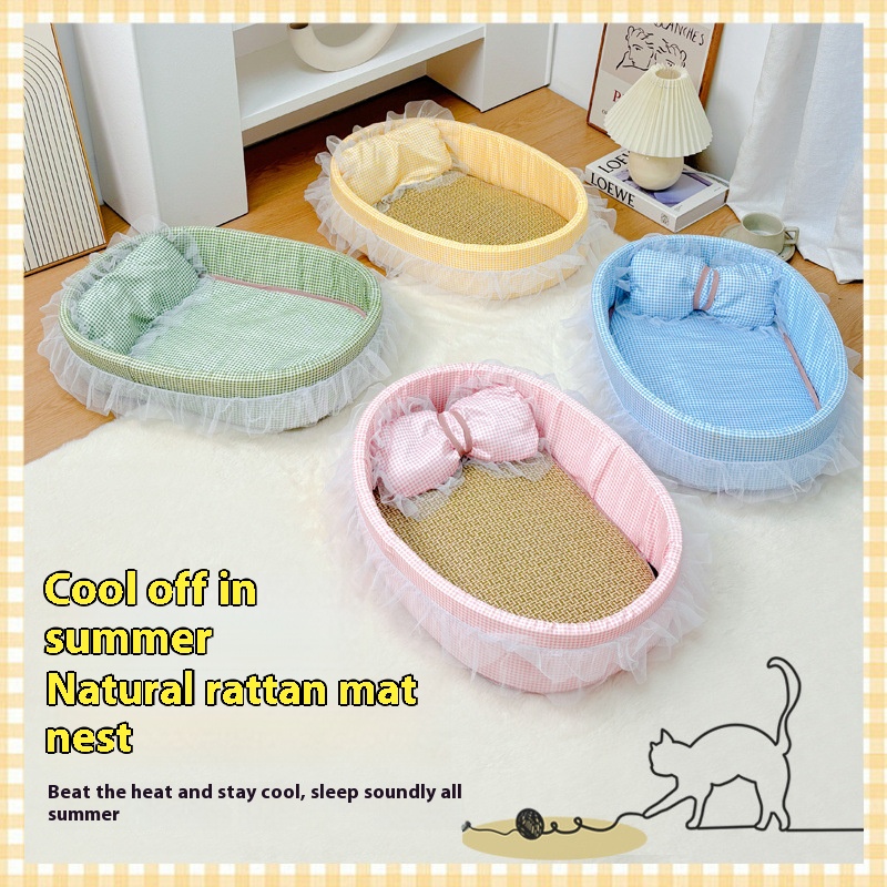 Four season double-sided soft pet bed: comfortable in winter and summer, with charming ruffle design