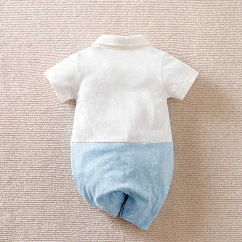 100% Cotton Short Sleeve 0-18 months Gentleman Tie Outfit Handsome Jumpsuit Baby Boys Suits Cotton Onesie Newborn Toddler Trendy XJ250712