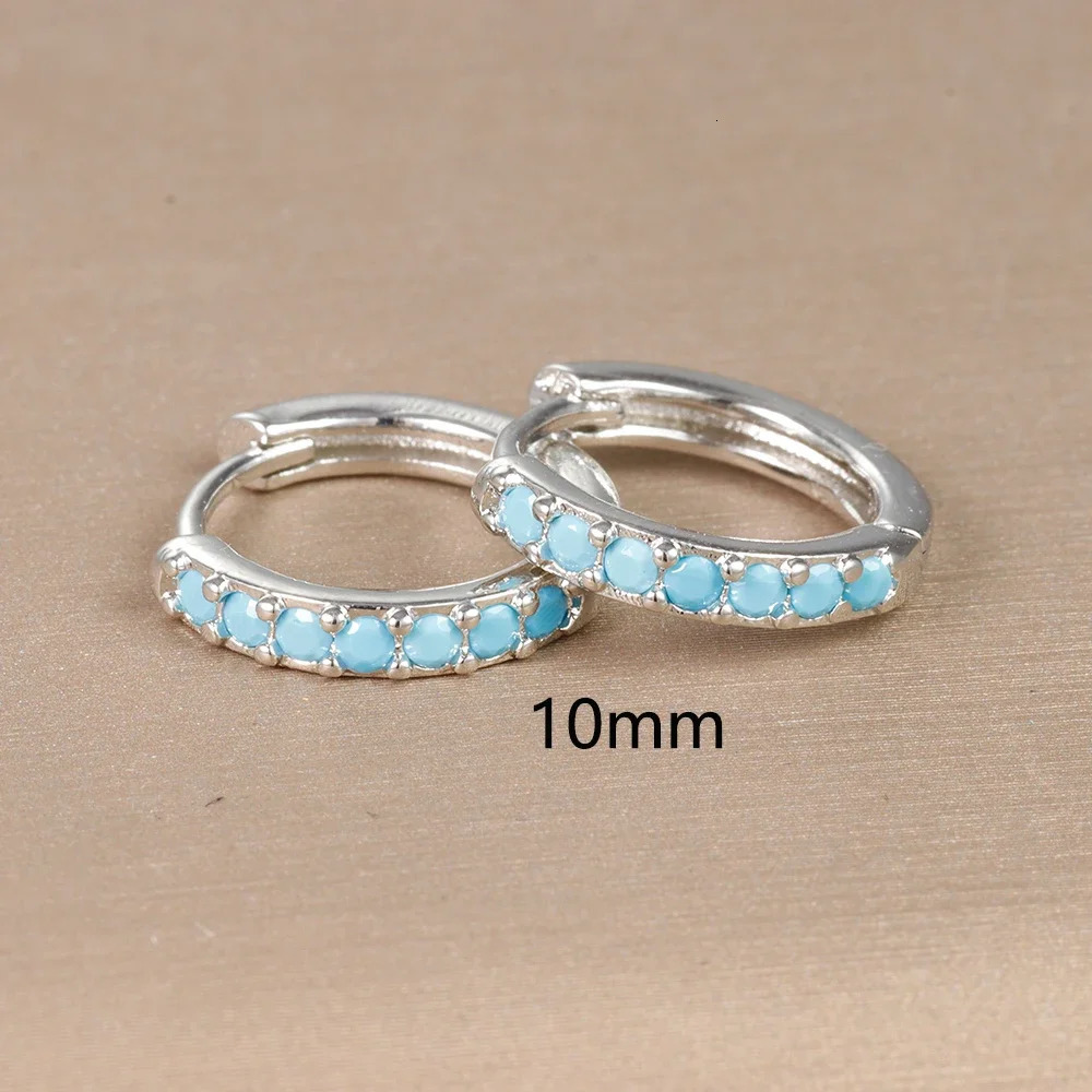 2PCS Stainless Steel Minimal Hoop Earrings Blue Crystal Zirconia Small Huggie Cartilage Earring Helix Tragus Piercing Jewelry 250708