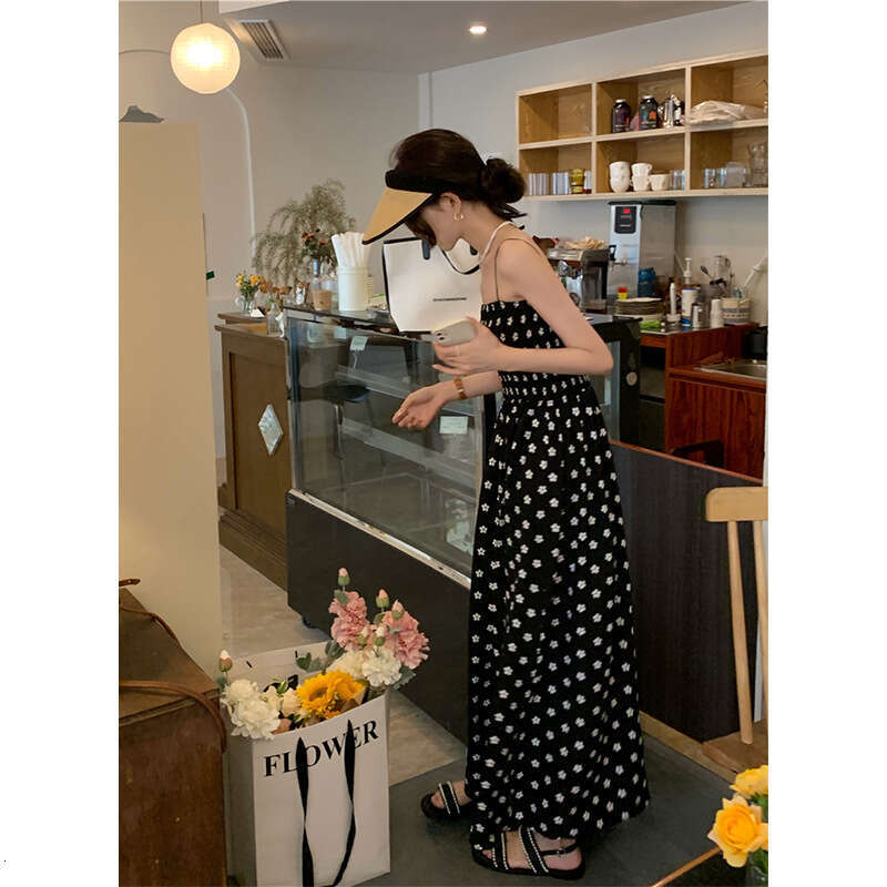 French Sweet Floral Strap For Women Summer New Small Daisy Sleeveless Waist-Cinching Slimming Dress B5