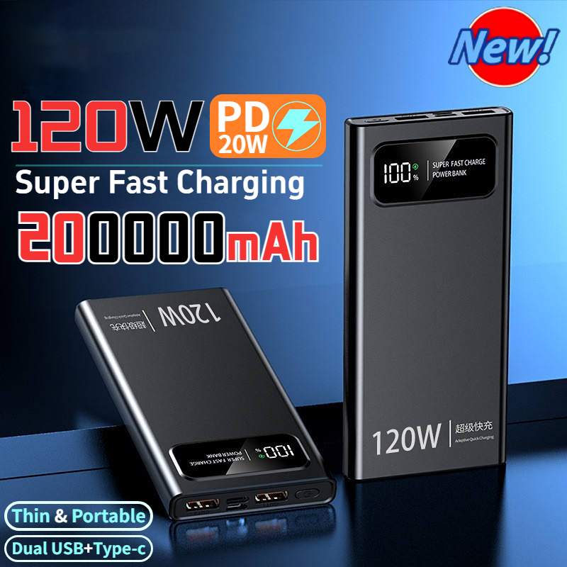 100000mAh Power Bank 120W Super Fast Charger Large Capacity Mobile Power Portable External Battery for iPhone Samsung 2025New