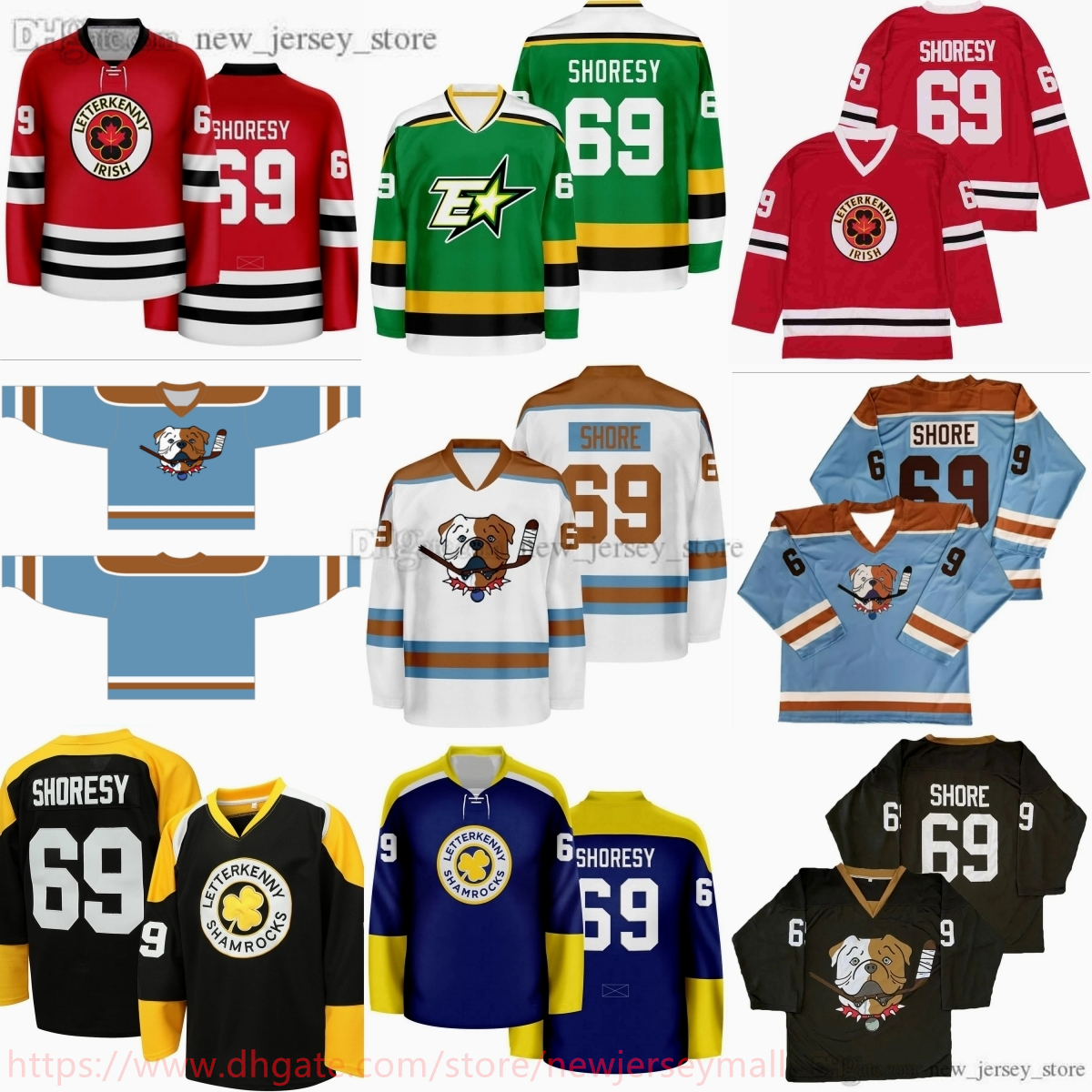 S-6XL Letterkenny Movie Throwback Irish Hockey #69 Shoresy Jersey Embroidery Breathable Sport Sale High Quality Jerseys Ice Sport Classic Retro