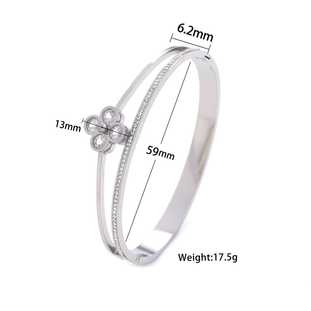 Hot luxury jewelry designer bracelet four leaf clover single row tennis full diamond bracelet gold silver zircon flower high-end titanium steel bracel