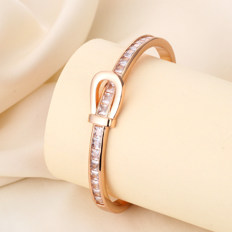 iny Rhinestone Inlay Bangle Glitter Steel Bracelet Classic Women's Open Bracelet250711