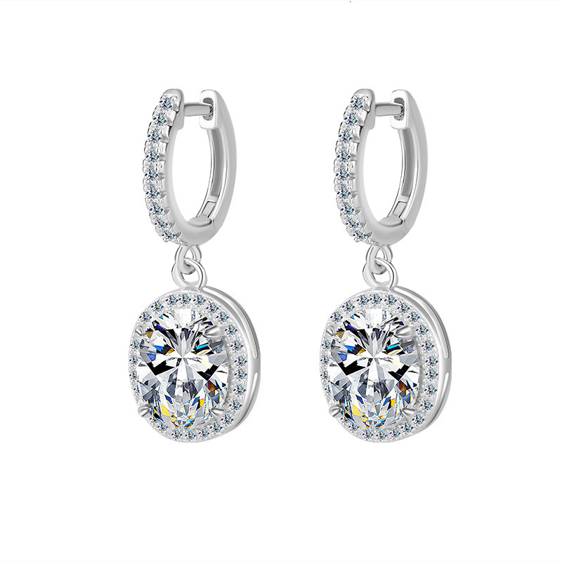 Moissanite S925 sterling silver classic egg shaped earrings with irregular Moissanite diamond earrings for women's fashionable high-end ear acces