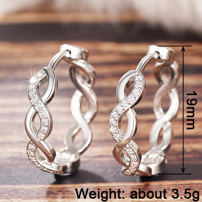 Huitan Trendy Twist n Hoop Earring Silver Color/Gold Color Accessories Shining Cubic Zirconia Jewelry for Daily Life 250708