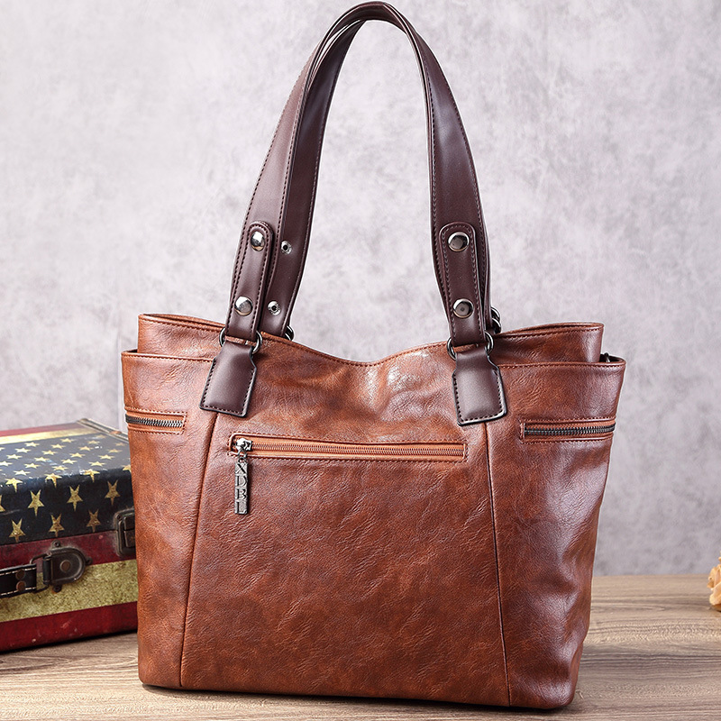 Vintage Women's Tote Bag 2025 New PU Leather Shoulder Bag Large Capacity Handbags Retro Style Crossbody Bags for Women