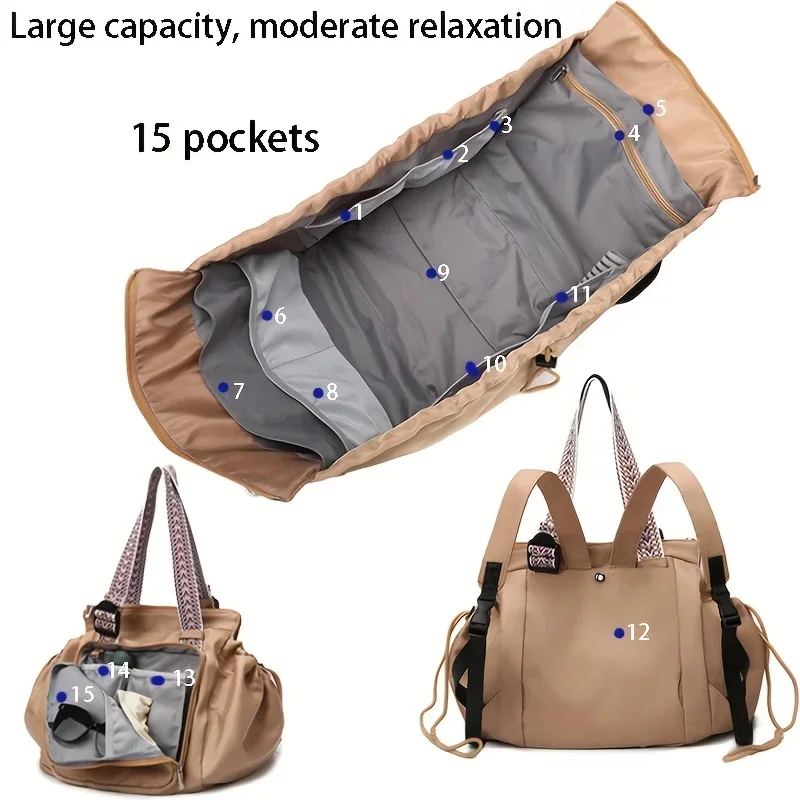 Fitness Gym Bag with Handles, Large Capacity Travel Storage Backpack & Multipurpose Convertible Cradle Design Oxford Fabric